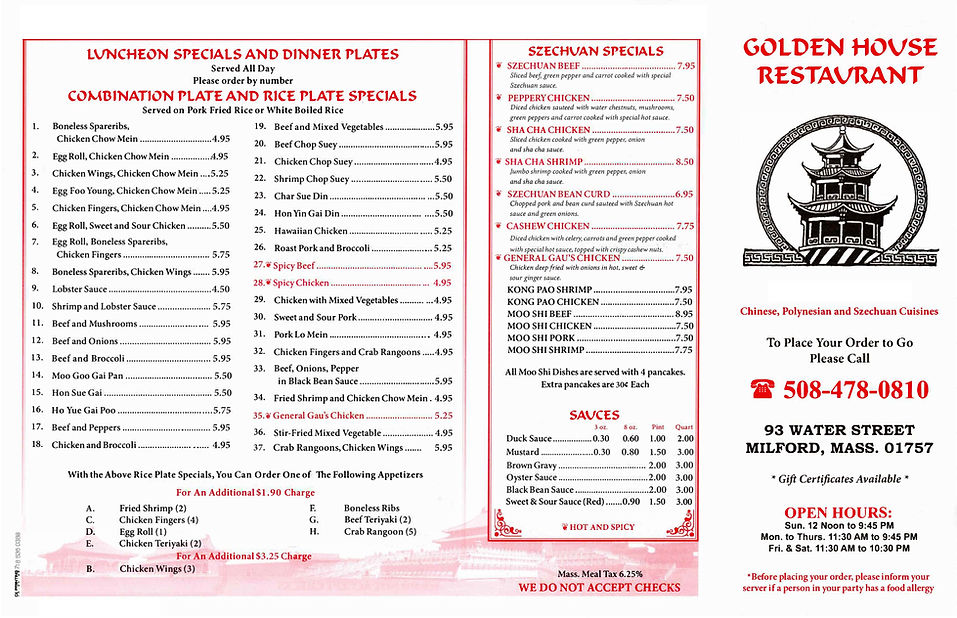 Menu goldenhouse